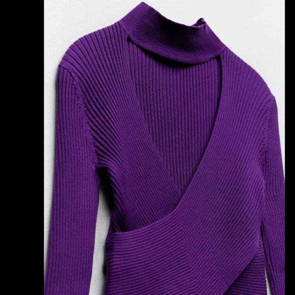 Zara Sweaters Zara Purple Cut Out Knit Sweater Poshmark